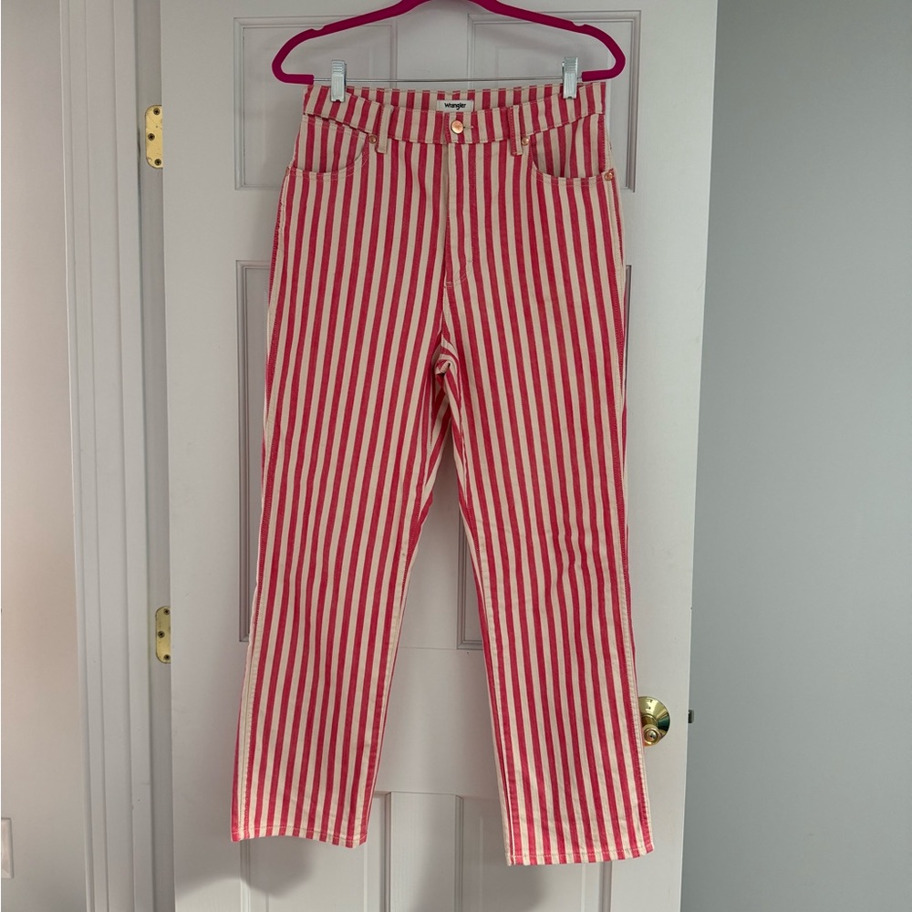 Red and White Striped Wrangler Wild West Jeans